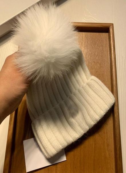

white wool beanie knit hat with pompom fur women fashion accessoriesskull caps sport hats winter ski cap hats2108097, Blue;gray