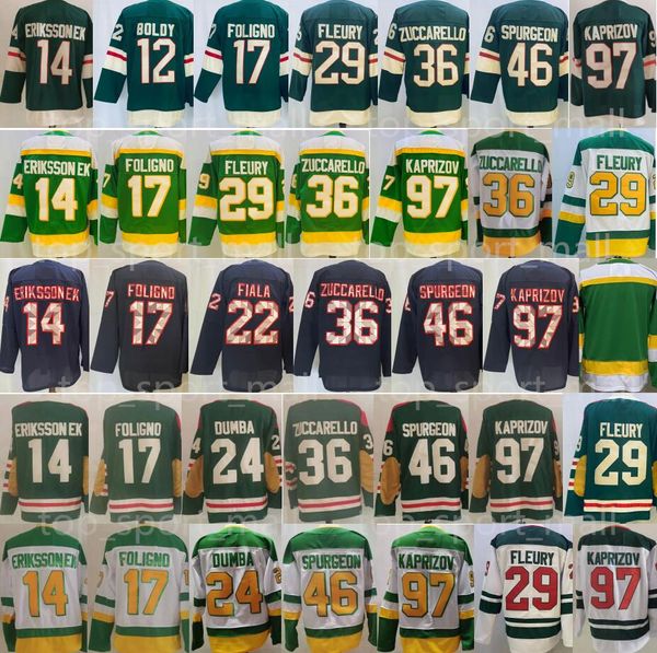 

reverse retro hockey kirill kaprizov jerseys 29 marc-andre fleury jared spurgeon marcus foligno kevin fiala mats zuccarello matt dumba joel, Black;red