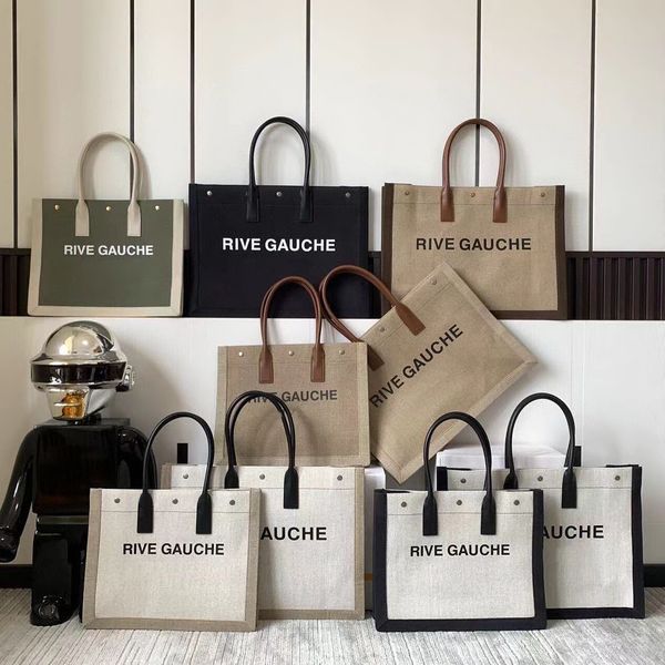 

womens handbags rive gauche totes shoulder bag mens weave linen summer embossed shopping bags luxury gym pochette canvas designer clutch cro
