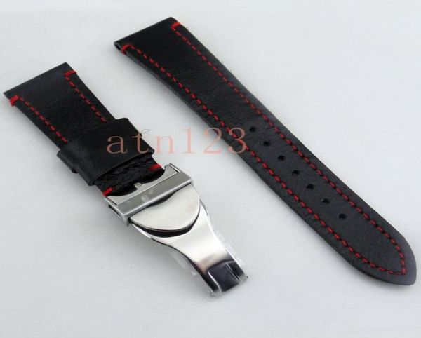 

corgeut 22mm black watch bands genuine leather watch strap watchbands 190mm watch straps for men bands replacement with buckle p582300467, Black;brown