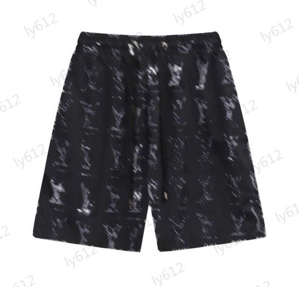 

fashion black designer mens shorts spring summer loose fitting luxury classic brand embroidered logo print design waist casual beach shorts, White;black