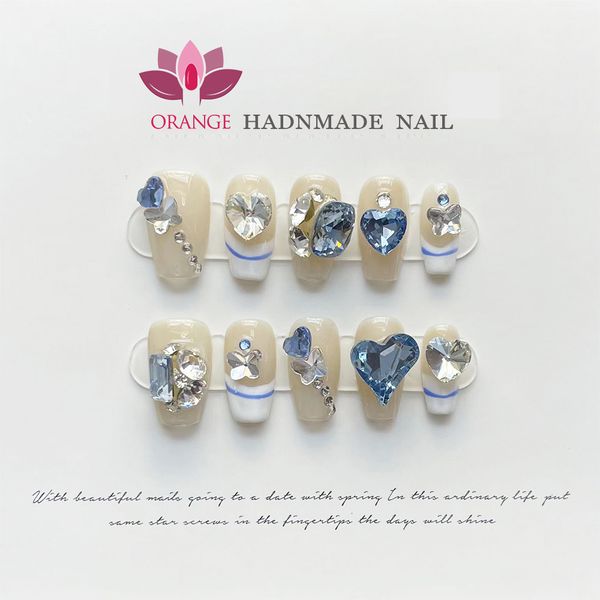 

nail practice display handmade fake press on s with design 3d heart stick s art full cover french manicuree wearable xs s m l size y2k 23050
