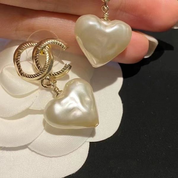 

luxury designer brand letter stud earring fashion heart pendant women letter earring wedding party jewerlry accessories high quality, Golden;silver