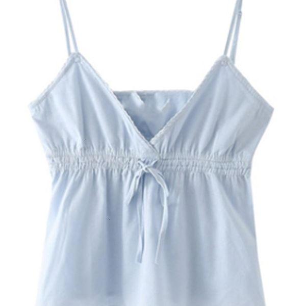 

camisoles tanks casual women blue v neck lace drawstring slim camisole summer fashion ladies spice female knitted sleeveless 230506, Black;white