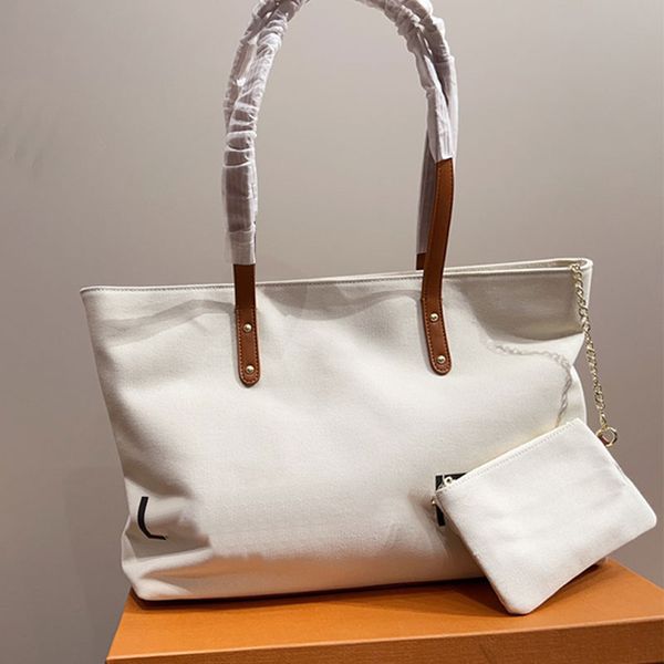 

canvas tote shopping bag women handbag purse shoulder bag leather handle magnetic button inside zipper pocket zipper wallet bottom nail