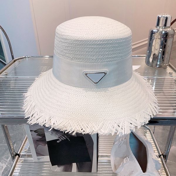 

fashion wide brim straw hats women luxury designer bucket hats letter strawhat sunmmer sun prevent bonnet grass braid caps casquette beanies, Blue;gray