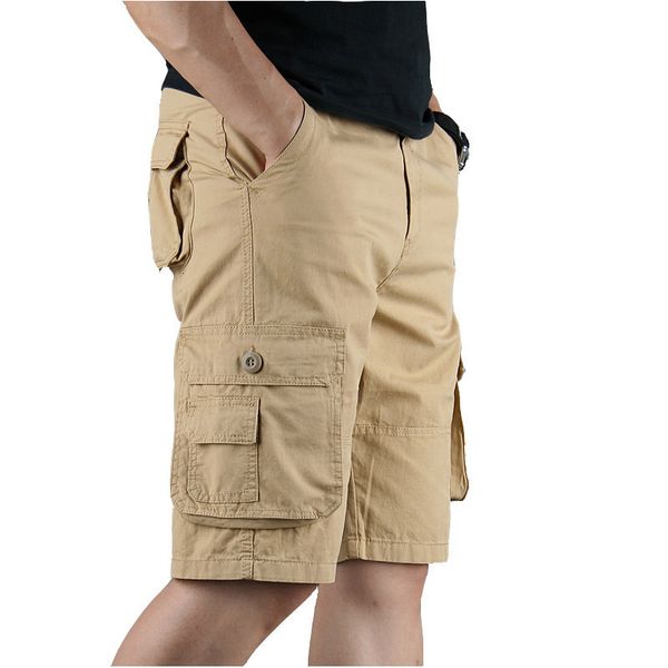 

men's shorts summer men's cargo shorts casual cotton loose multi pockets baggy military tactical work breeches bermuda shorts 2305, White;black