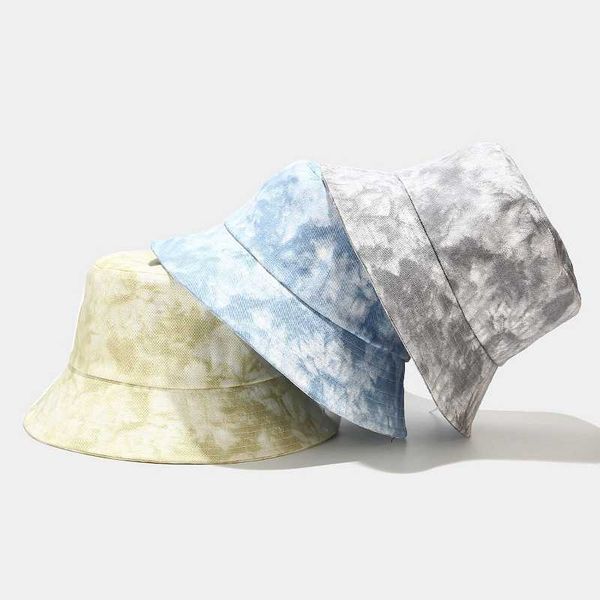 

stingy brim hats 2022 fashion sun protection tie dye bucket hat for men women fisherman hat panama bob gorra hip hop street hat summer hat j, Blue;gray