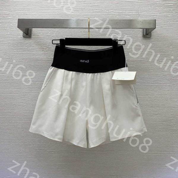 

23ss womens shorts womens designer clothing logo webbing splicing side zipper fashion high waist slimming wide leg shorts women clothes a1, White;black