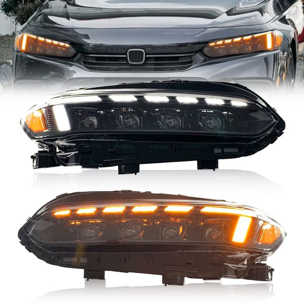

led light bulb headlights for honda civic 11th sedan/hatchback/typer 2021-2023 matrix lens turn signal headlight