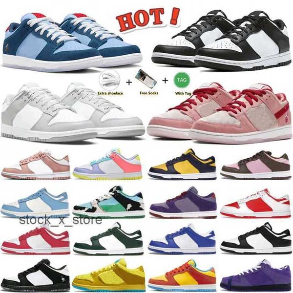 

2023 designer casual shoes men women flat sb low panda white black grey fog unc chunky green glow strange valentine's day why so sad du