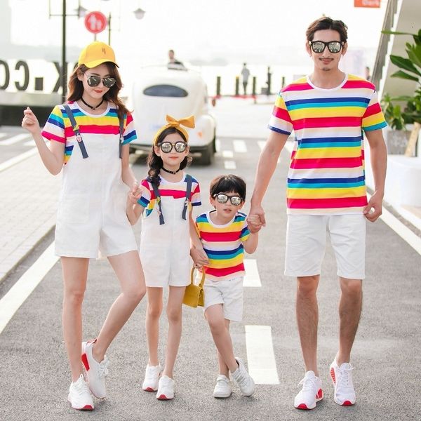 

family matching outfits parent-child clothing stripe d09.09 230506, Blue