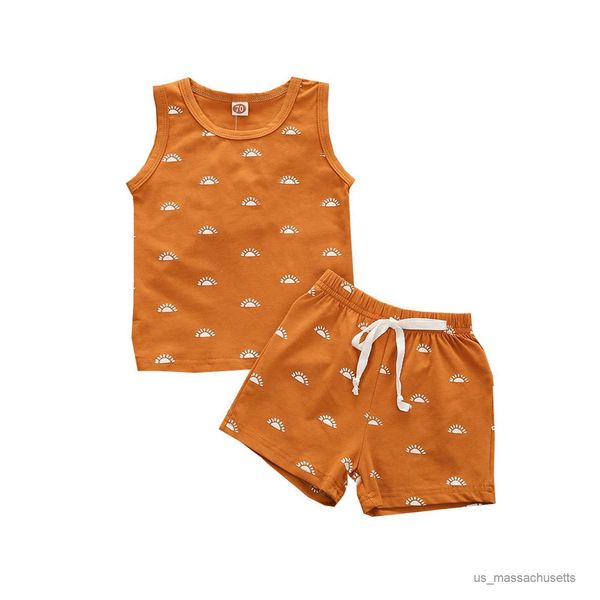 

clothing sets 0-24m newborn clothes summer outfits toddler baby boys sun printed sleeveless and shorts cotton clothing sets, White