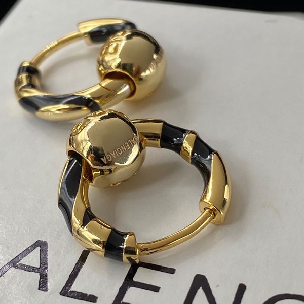 

luxury brand design 14k gold black striped women's earrings, Golden;silver