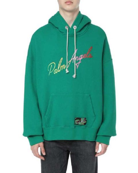 

designer clothing fashion sweatshirts palmes angels new gradient letter hoodie casual mens womens trend brand loose hoodie streetwear, Black