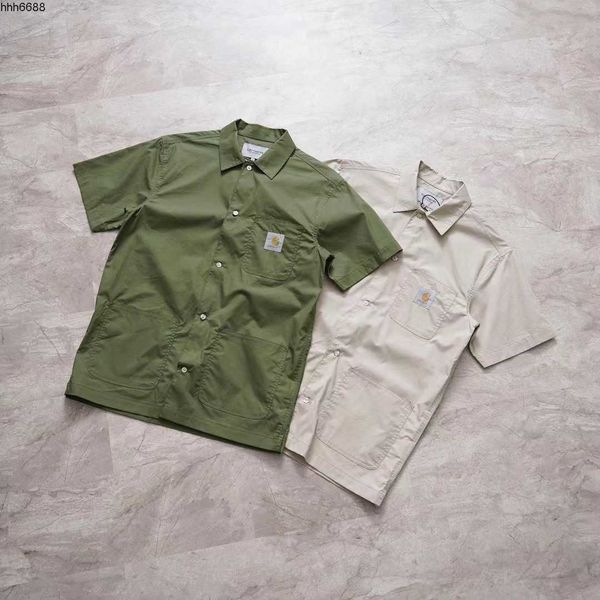 

0o1q 2023 summer new men's casual shirts fashion tooling brand carhart military style casual workwear short sleeve multi pocket casual, White;black