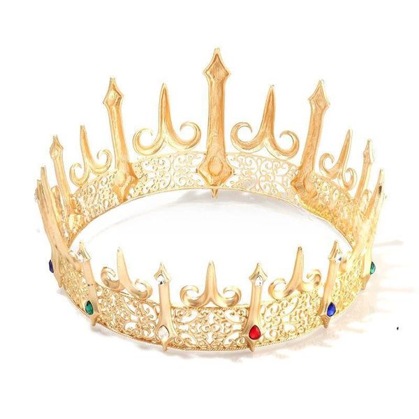 

male and female king crown plating metal wedding celebration large crown performance business party headwear birthday wedding headwear, Silver