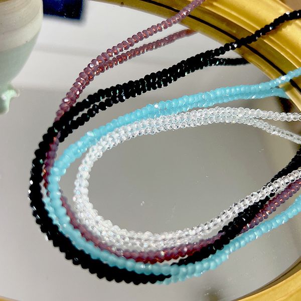 

40+5cm boho beach crystal glass seed beaded bead choker necklace for women, Silver