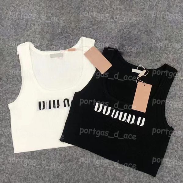 

Designer Wome Casual Dress Letter Sexy Cropped Knit Tanks White Black Vest Tops, White long vest with label~