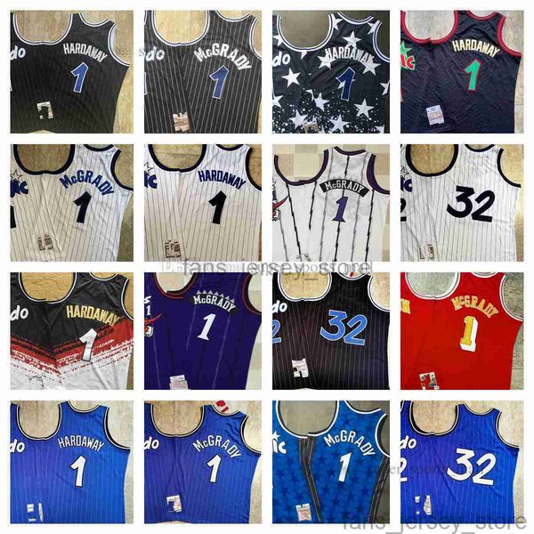 

real stitched retro mitchell and ness basketball jerseys #32 mcgrady 1 tracy jersey 2000-01 mans womens youth, Black;red