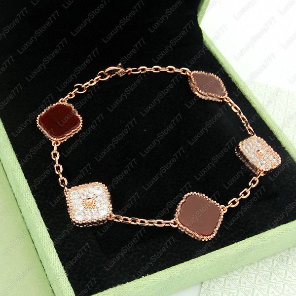 

classic fashion designer clover bracelets flowers charm bracelet love van bangle link chain women luxury jewelry, Golden;silver