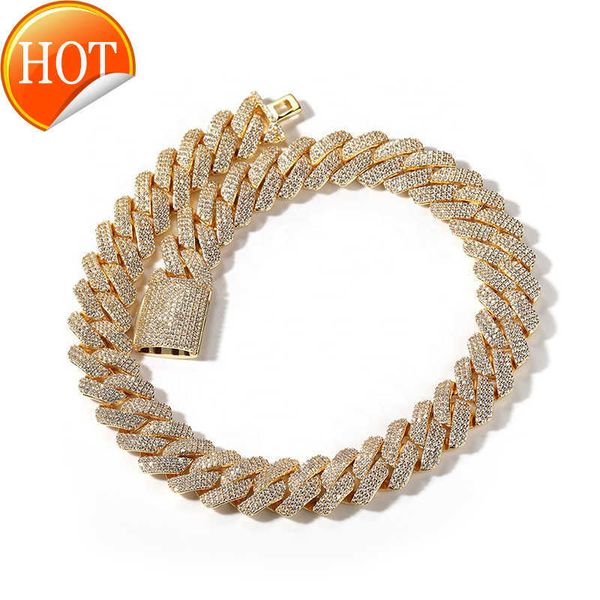 

iced out men jewelry 5a cz hip hop new micro pave 19mm cuban link chain big heavy chunky necklace for men boy, Silver
