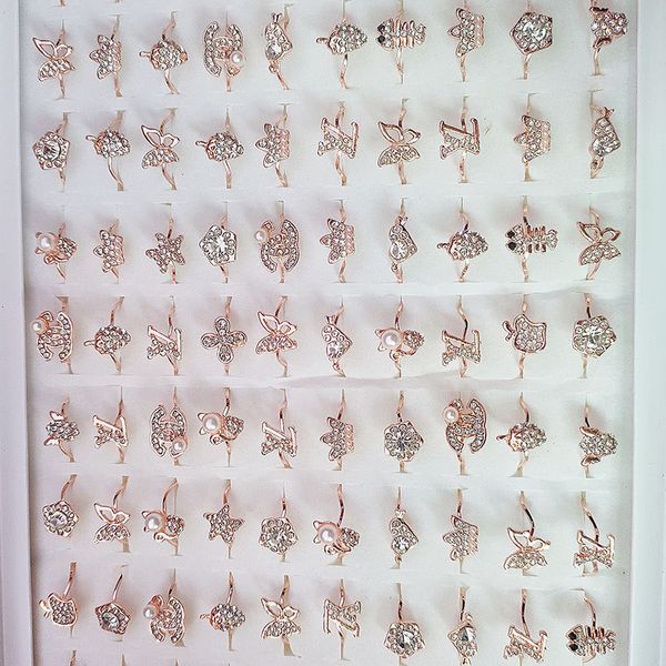 

crown butterfly grape zircon imitation pearl ring mixed style size gold women fashion jewelry, Golden;silver