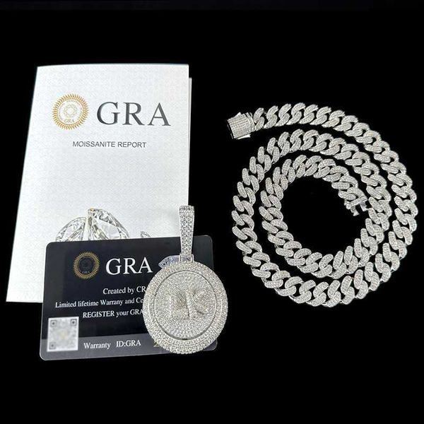 

iced out pendant hip hop jewelry custom name round fully bling cz bling letter diamond pendant necklace, Silver