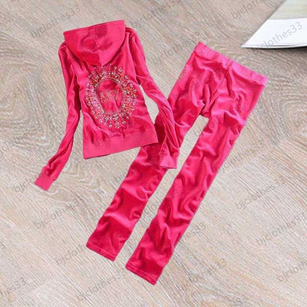 

juicy tracksuit womens two piece pants back diamond letter decoration hooded long sleeve slim loose casual trousers designer joker women cl, Gray