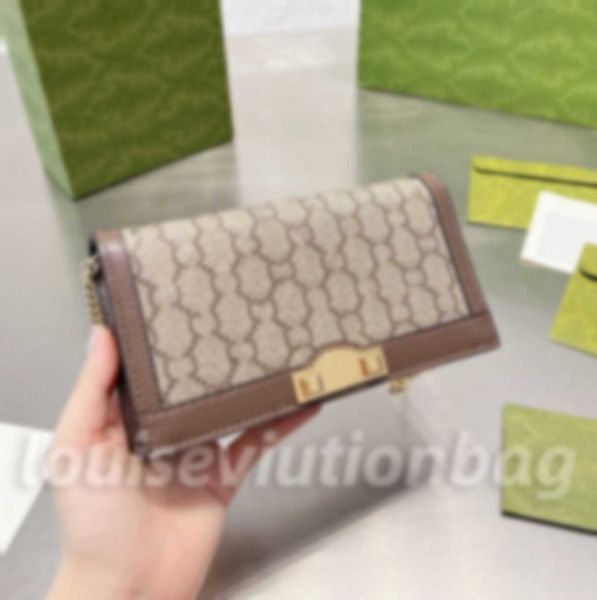

classic luxury chain bags fashion plaid flower brand wallet vintage ladies brown leather handbag designer shoulder bag 1995 woc chain bag js