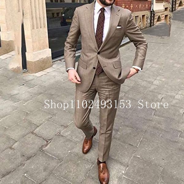 

men's suits blazers brown men suits slim fit 2 pieces notched lapel business formal tuxedo professional grooms wedding dress suit costu, White;black