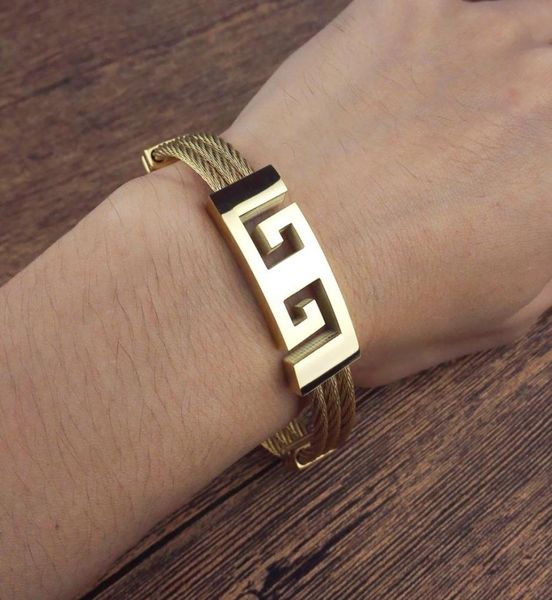 

wholewoven hemp rope titanium steel men golden bracelet0124691195, Black