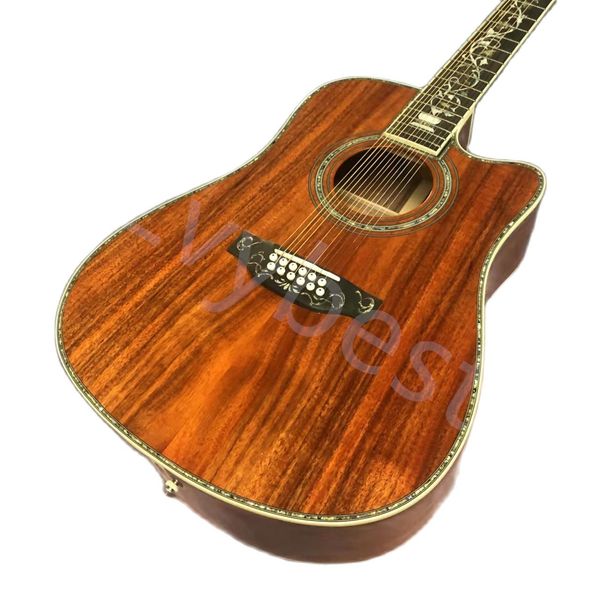

lvy41 "12 string full koa wooden small vase d45 series black finger acoustic guitar