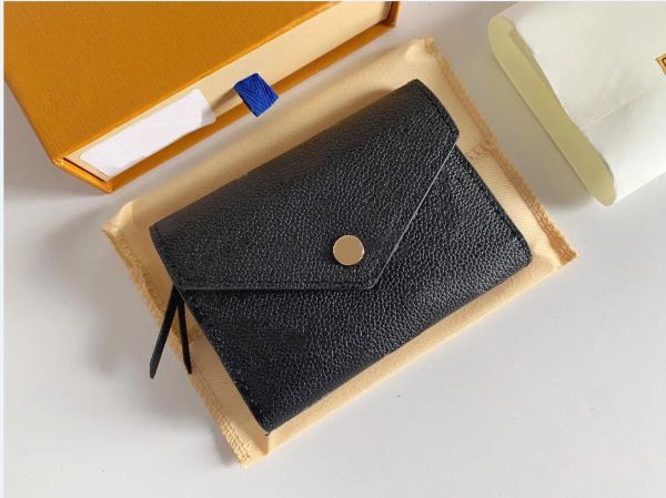

2023 leather Wallet Luxury Designer Holders Purse Bag Short Victorine Embossed Monograms Empreinte Classic Pallas Card With Box, Black