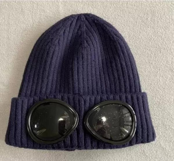 

new 2023 two lens glasses goggles beanies men knitted hats skull caps outdoor women winter beanie black grey bonnet gorros3082626, Blue;gray