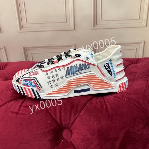 

men fashion designer casual shoes white black sneakers leather trainer printed platform trainers shoes