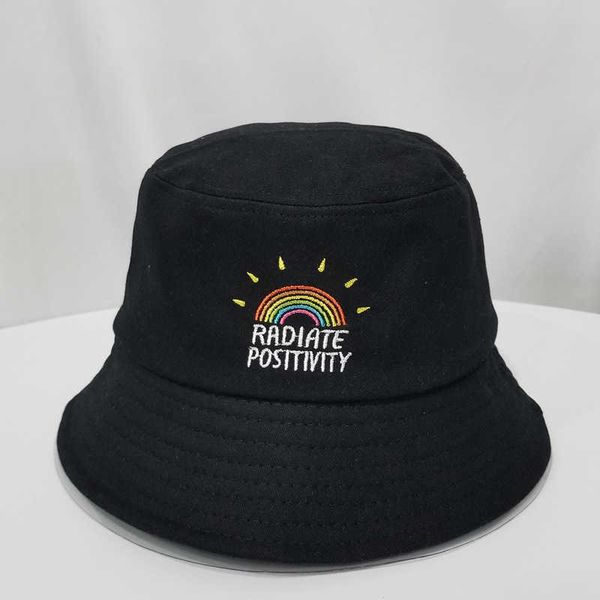 

stingy brim hats children rainbow print bucket hat summer bucket cap yellow pink hat sunscreen hat hip hop outdoor cotton fisherman hat j230, Blue;gray