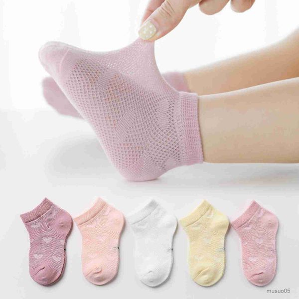 

3pcs pairs to years children's spring summer baby boys girls cotton mesh breathable thin soft cute kids socks, Pink;yellow