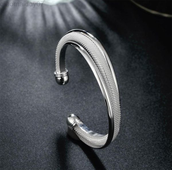 

new 925 silver jewelry large recycled bracelet women bangle wedding engagement jewelry l2208121631083, Black