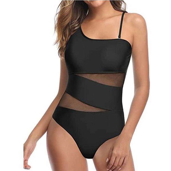 

jiesini solid color one piece swimsuit womens hollow, White;black