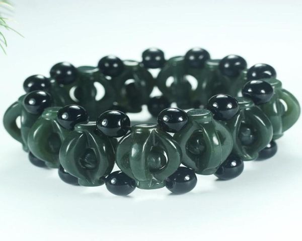 

beaded strands xinjiang hetian jade sapphire bracelet men039s hollow5152803, Black