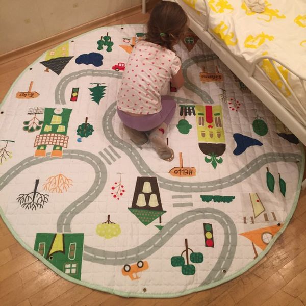 

women's swimwear 140 bearunicorn animals pattern baby play mats child crawling blanket toys storage bag kid room decoration 230506, White;black