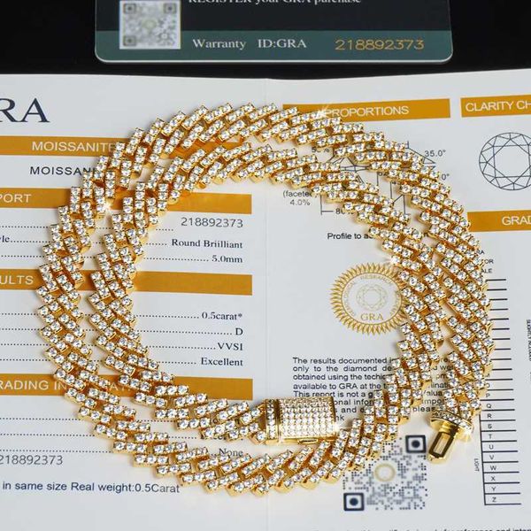 

8mm diamond moissanite miami cuban link chain necklace in solid silver 925