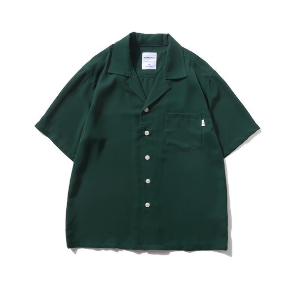 

men's jackets american fashion brand 2023 summer new cuban neck short sleeve shirt men's solid casual shirt, Black;brown