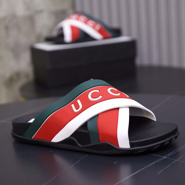 

designer sandal women men rubber leather slide sandal dress shoe wedges sandal beach slippers luxury summer platform size 3545 with box83, Black