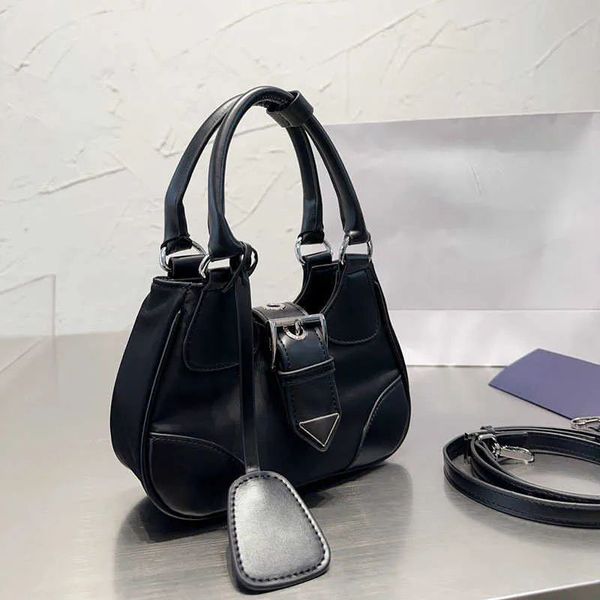 

vintage hobo half moon bags designer tote handbag high-grade nylon bag women fashion black shoulder bags luxury handbags totes purse 2211, Black;red