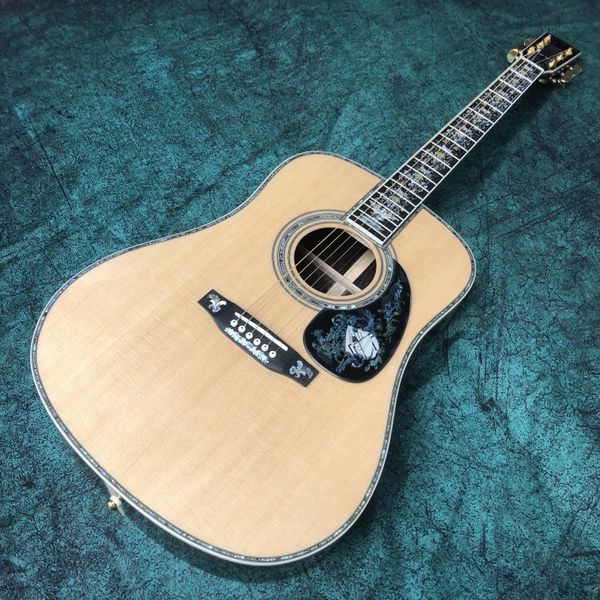 

acoustic guitar 6strings spruce panel rose wood fingerboard r eal abalone support customization hipping