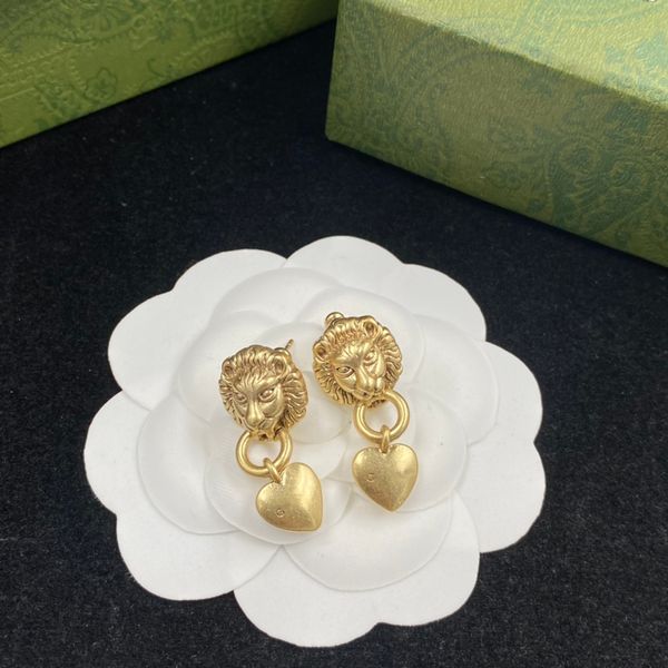 

luxury brand earrings for women fashion lion head dangle earrings designer earrings letter g jewelry, Golden;silver