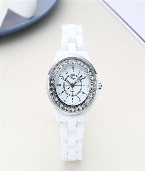 

classic quartz watch ceramic strap new trend fashion white diamond waterproof ladies watches8324515, Slivery;golden