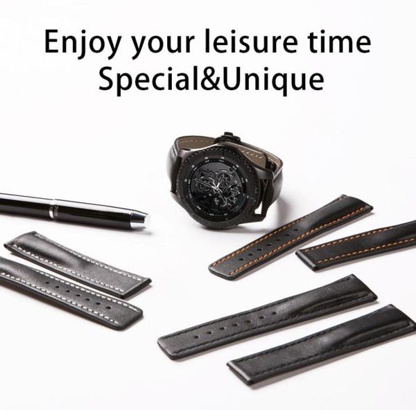 

20mm 22mm leather for omega 300 for samsung gear s3 waterproof watch band strap watchband bracelet man black orange3155234, Black;brown